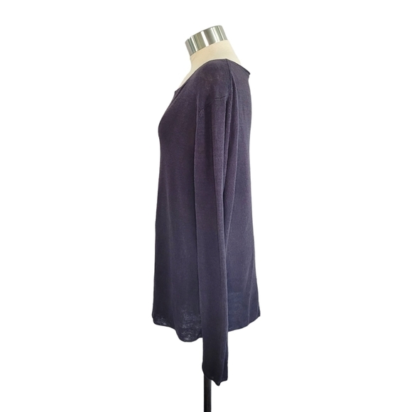 Club Monaco Lightweight 100% Linen Boat Neck Pullover Sweater Size M Purple Gray - Picture 4 of 10